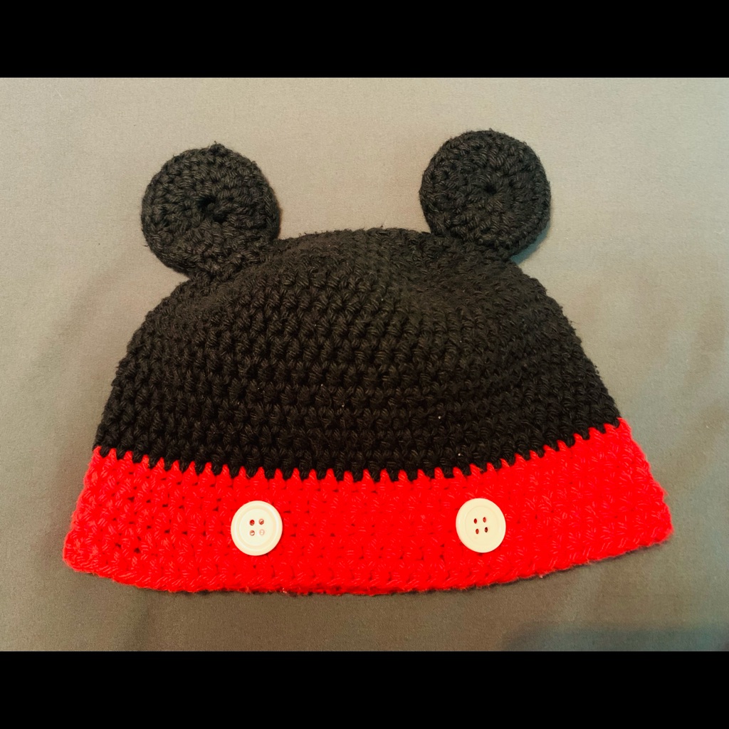 Hand Knit Mickey Mouse Hat